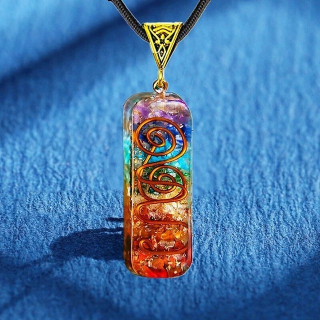 7 Chakra Orgone Pendant Energy Healing EMF Protection Pendant Unisex Necklace