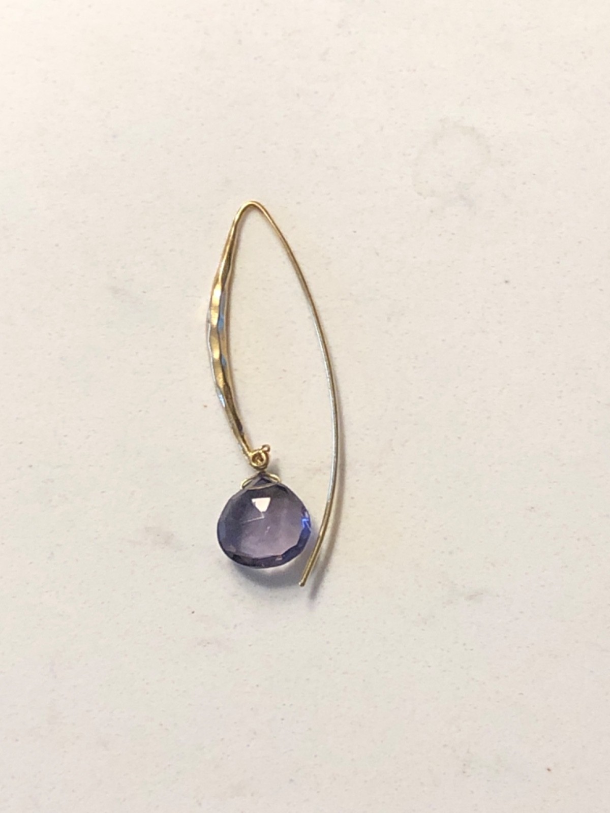 Stella & Dot Retired Gold Wired Purple Amethyst Teardrop Stone Dangle Earrings