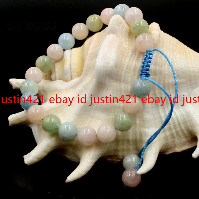 Handmade 8/10mm Round Braided Macrame Gems Adjustable Tie Jewelry Bracelet 7.5″