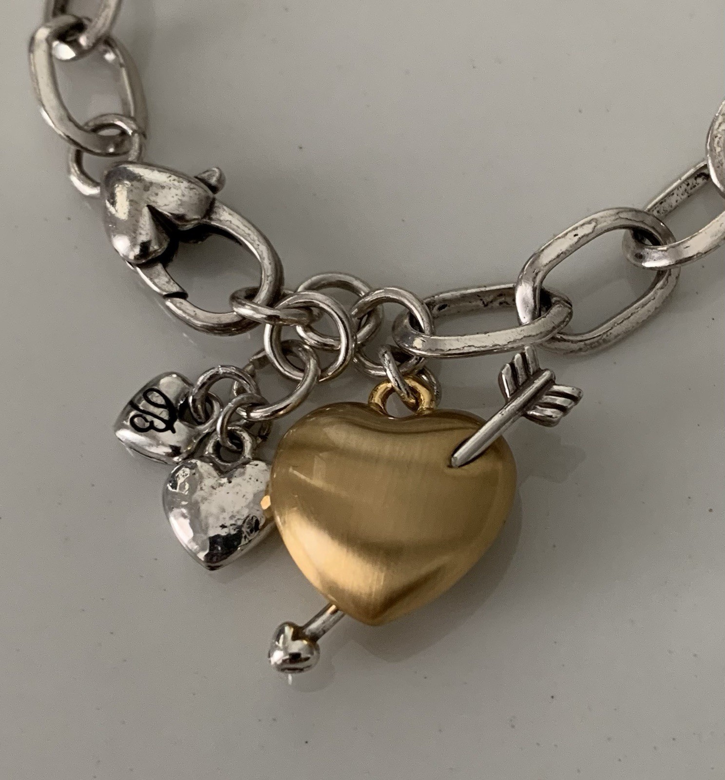 Brighton CUPID’S HEART, Circa 2015, Size 8 Inch Bracelet Remix, Two Tone