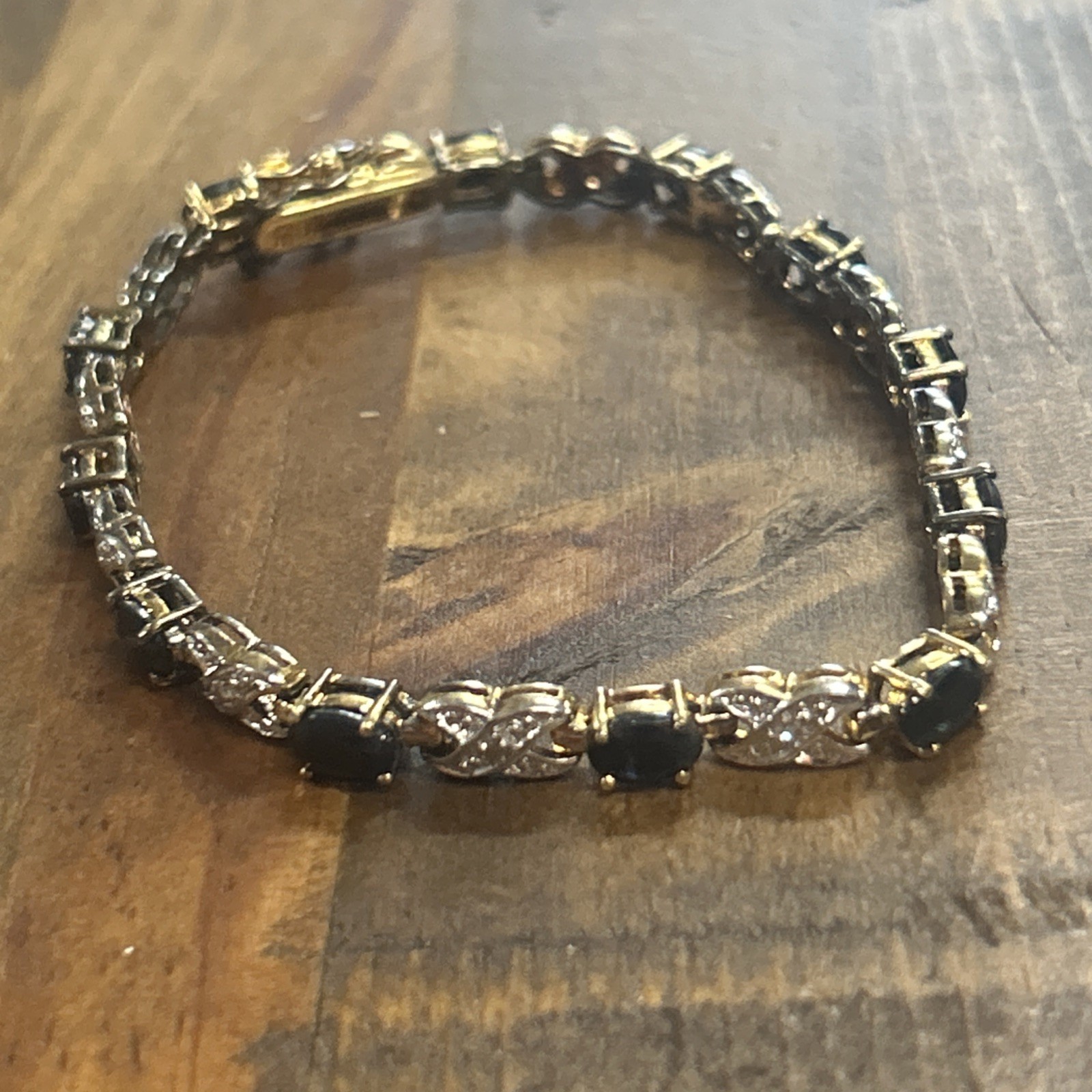 Sterling Silver XO Link 7.5″ Marquise Cut Onyx Tennis Bracelet 11.27 Grams