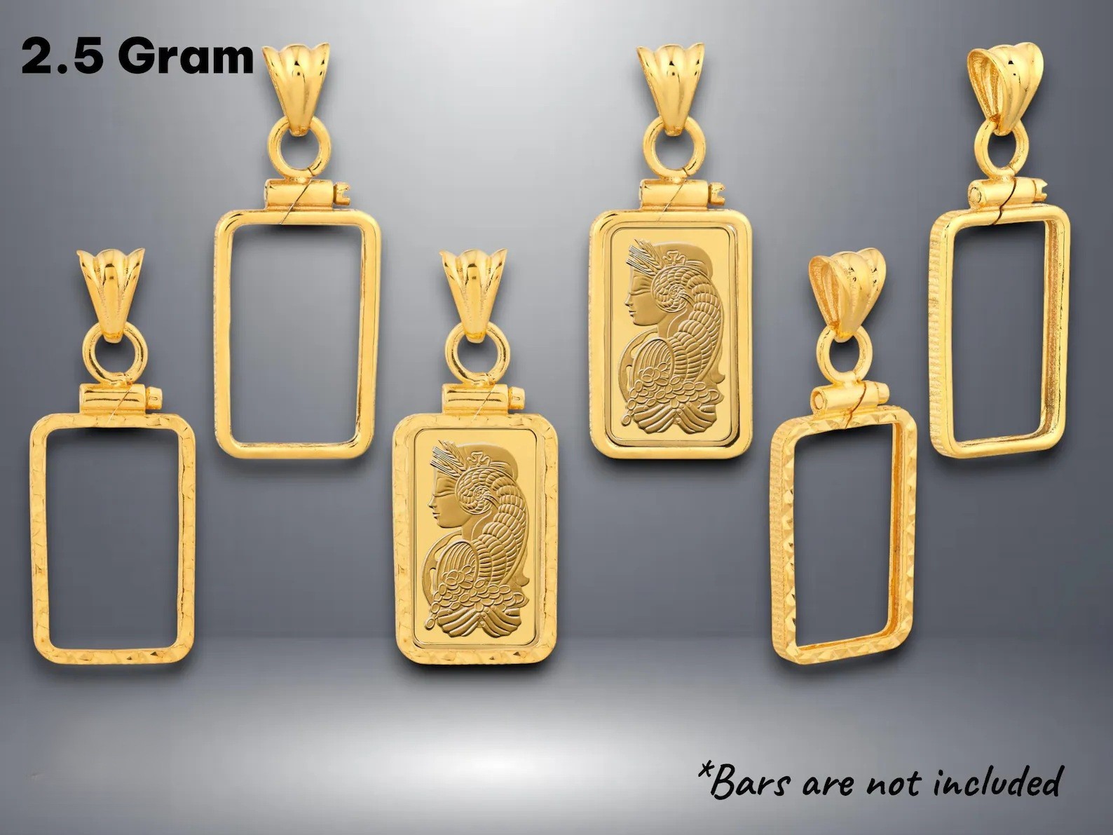 14K Gold Pamp Suisse Lady Fortuna Bar Bezel Mountings Screw Top Plain or Diamond