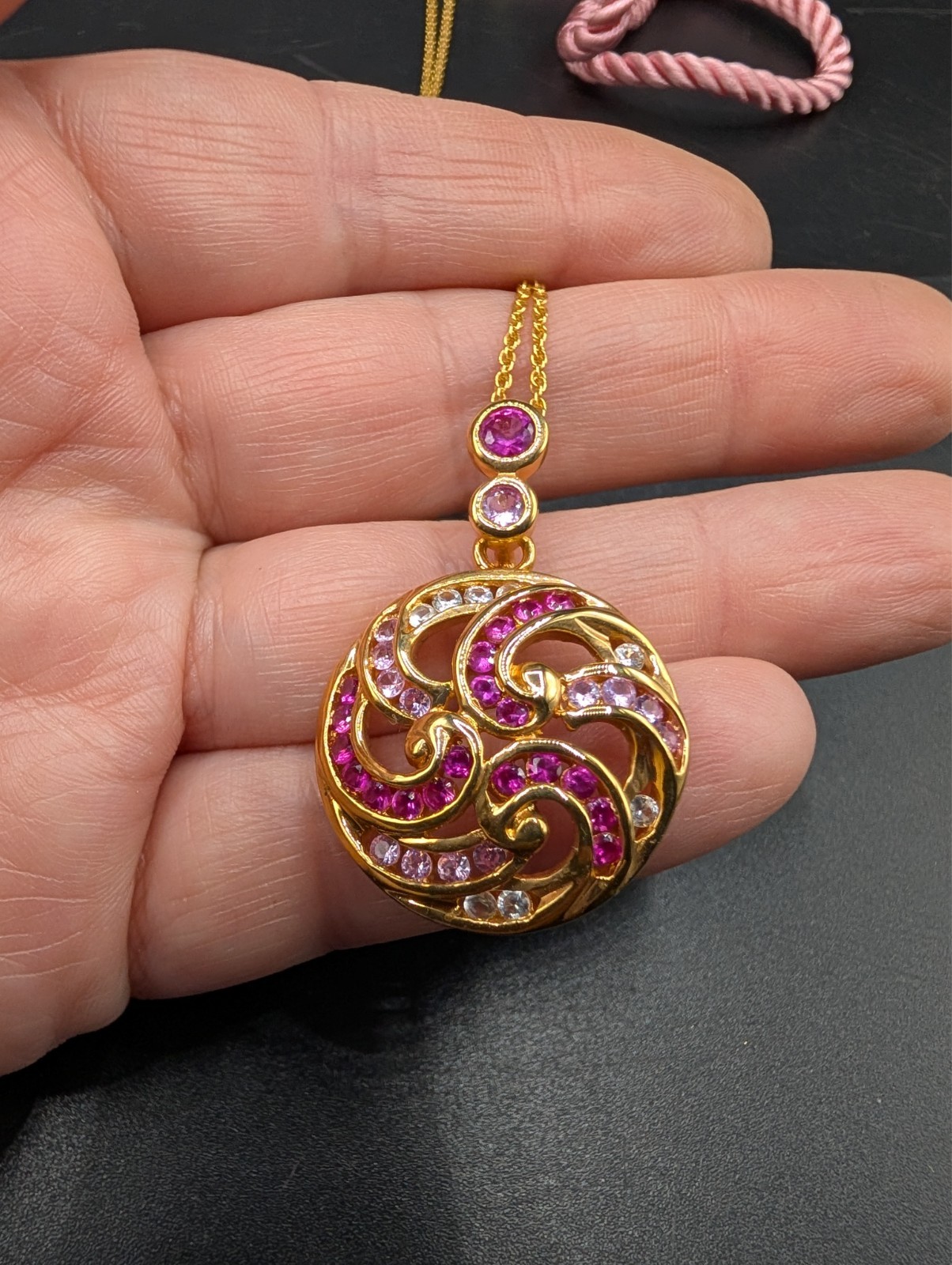 Technobond Cubic Zirconia Pendant Necklace : Gold Over Sterling Silver