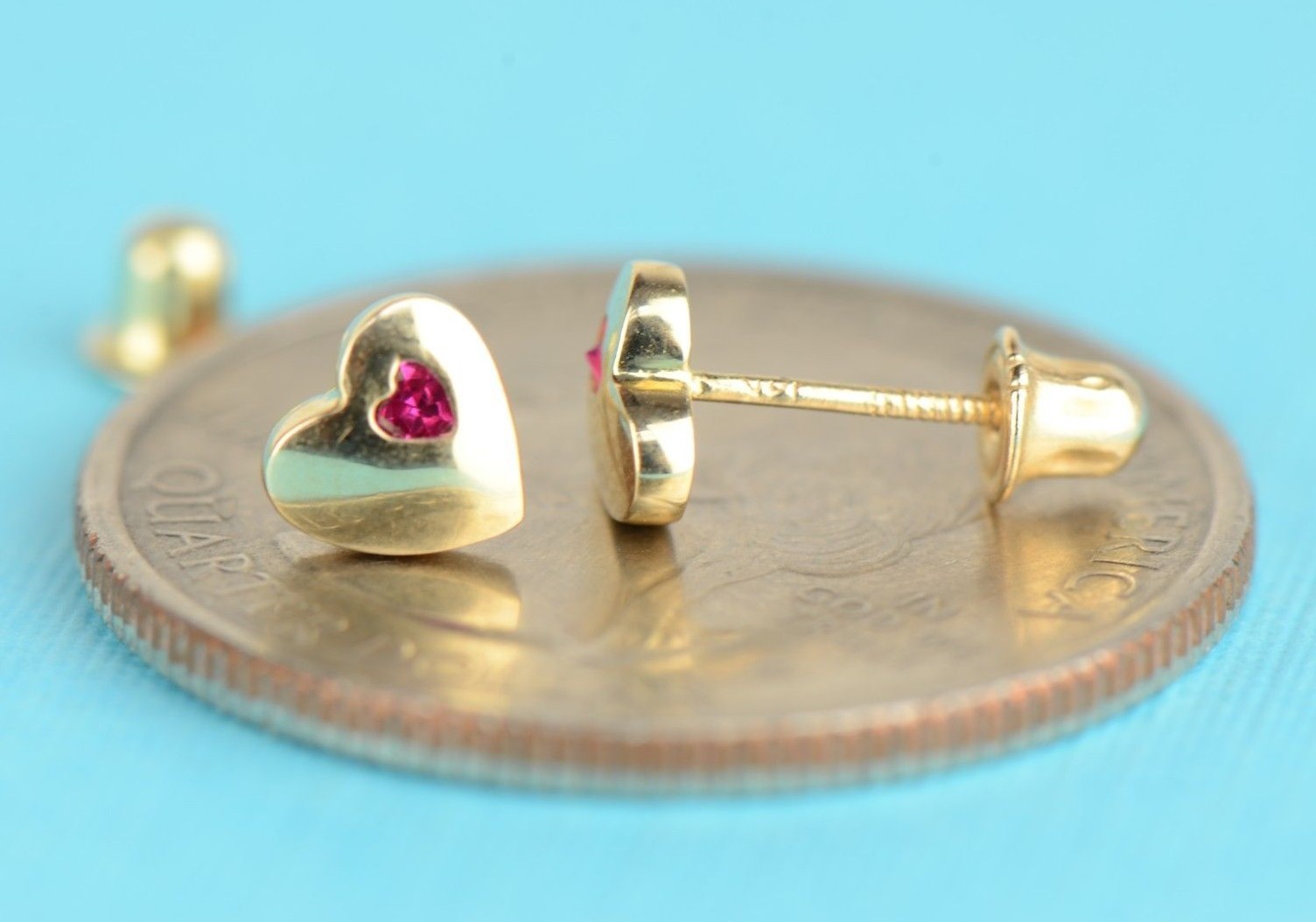 14K White or Yellow Gold Heart Shape CZ Stud Earrings