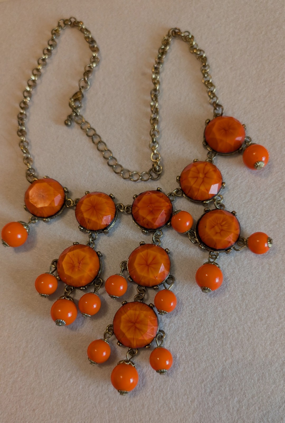 Beautiful Eye Catching Orange Formal, Casual, And Perfect Homecoming Necklace