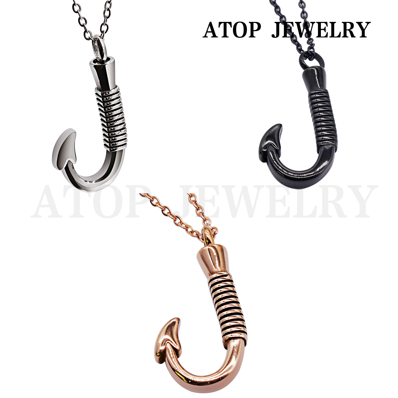 NEW Urn Necklace For Ashes Fish Hook Cremation Pendant Memorial Jewelry Keepsake