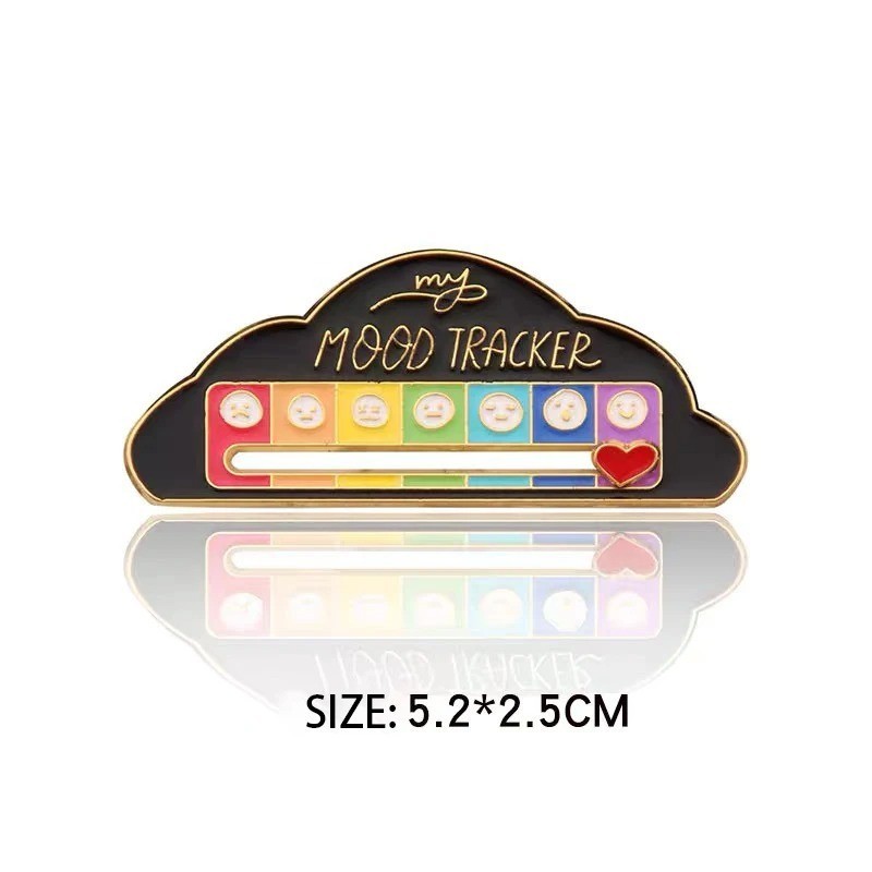 Funny Social Battery Slider Pin – 7-Mood Expression Badge, Cute Interactive Pin