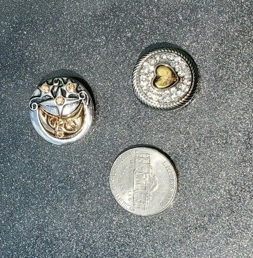 Silver with gold accent 18mm Snap. Star moon heart Button