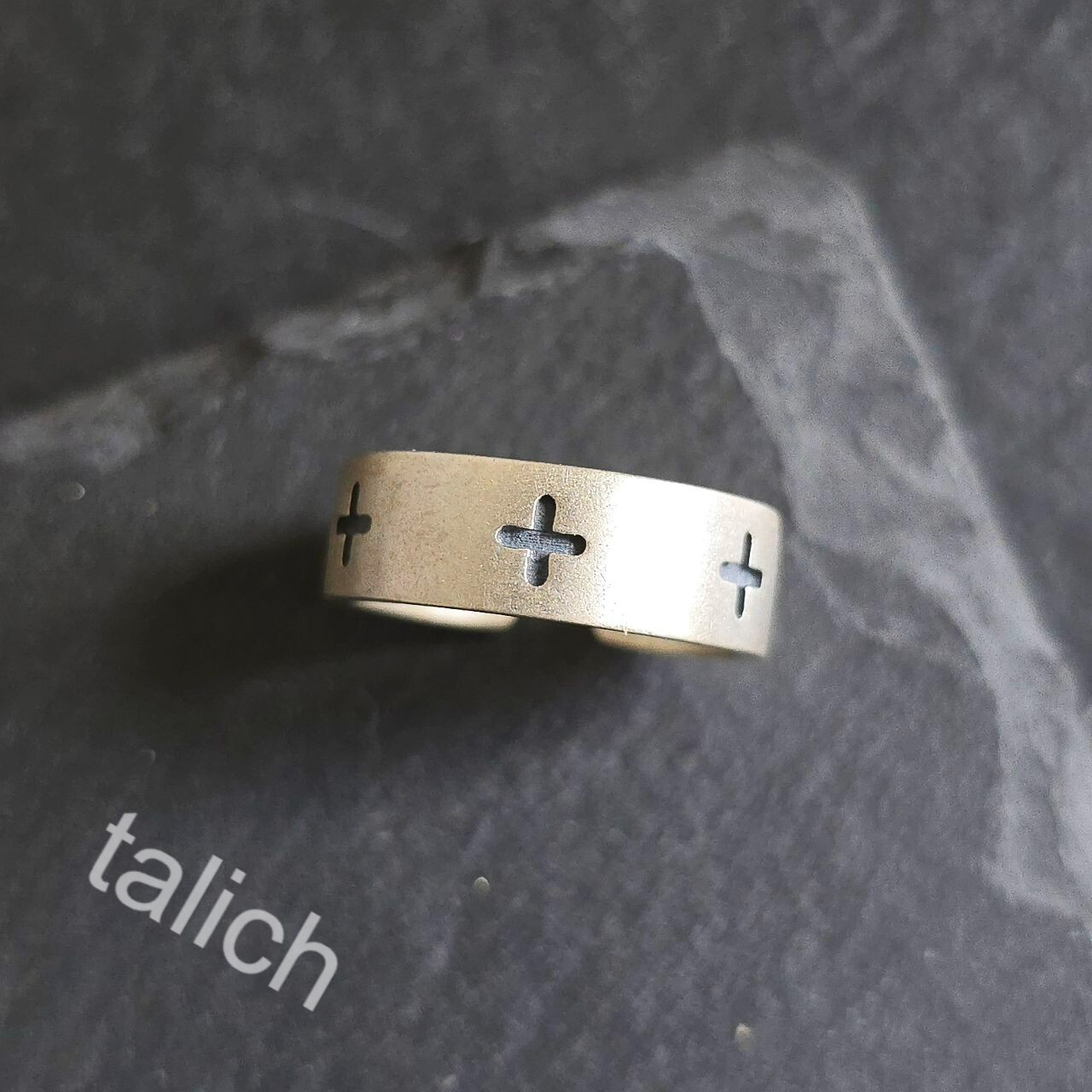Cross Stamped Solid 925 Sterling Silver Band Ring Size 7 Adjustable Unique