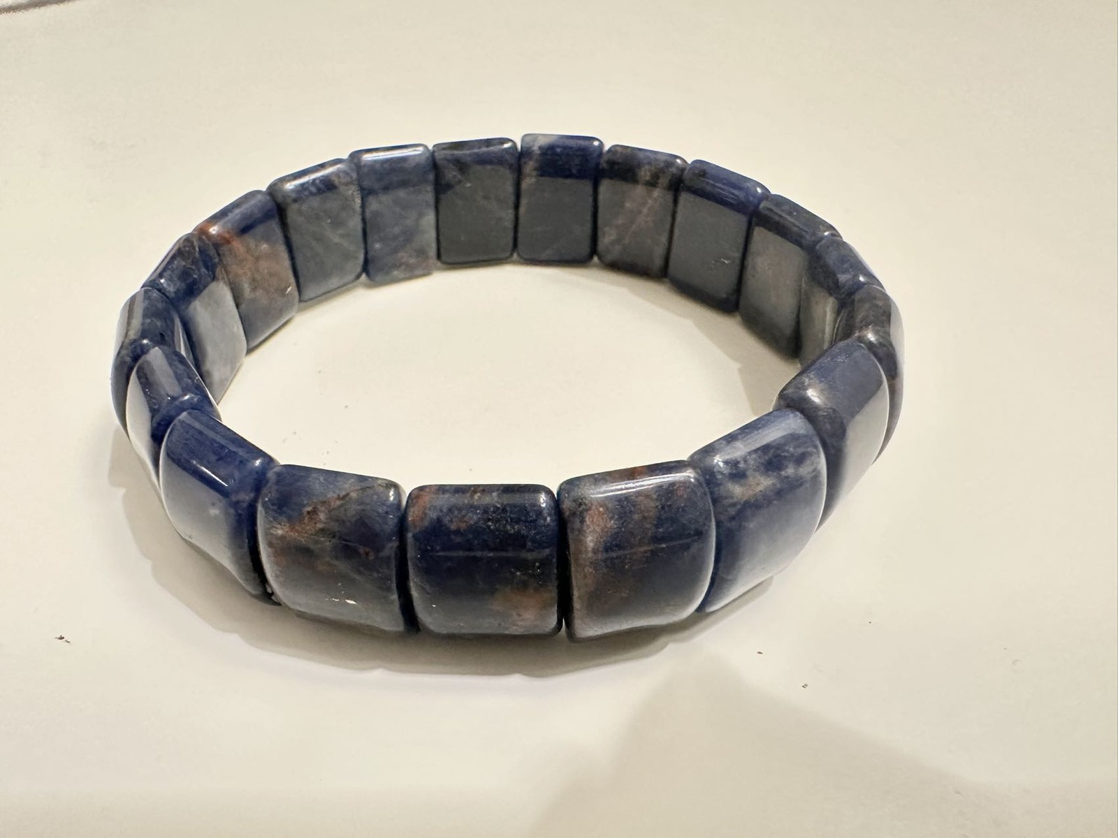 Orange Sodalite Double Drill Bracelet Rectangle Bead Size 11x15mm 7.5” Length