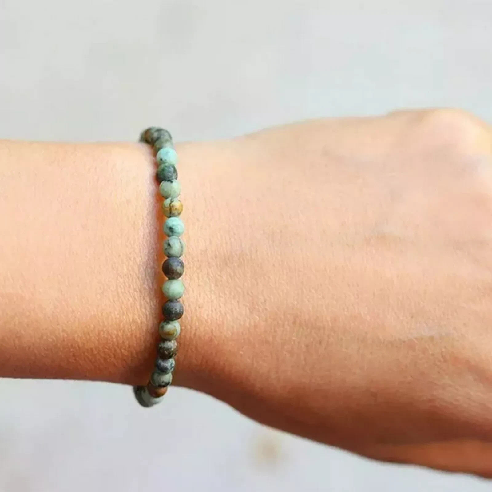 2025HOT Handmade 4mm African Turquoise Beads Bracelet Gift For Women Mother’Day