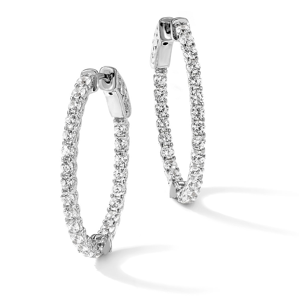 Sterling Shimmer Black Rhodium-plated 46 Stone 2.25mm CZ In and Out Oval Hinged