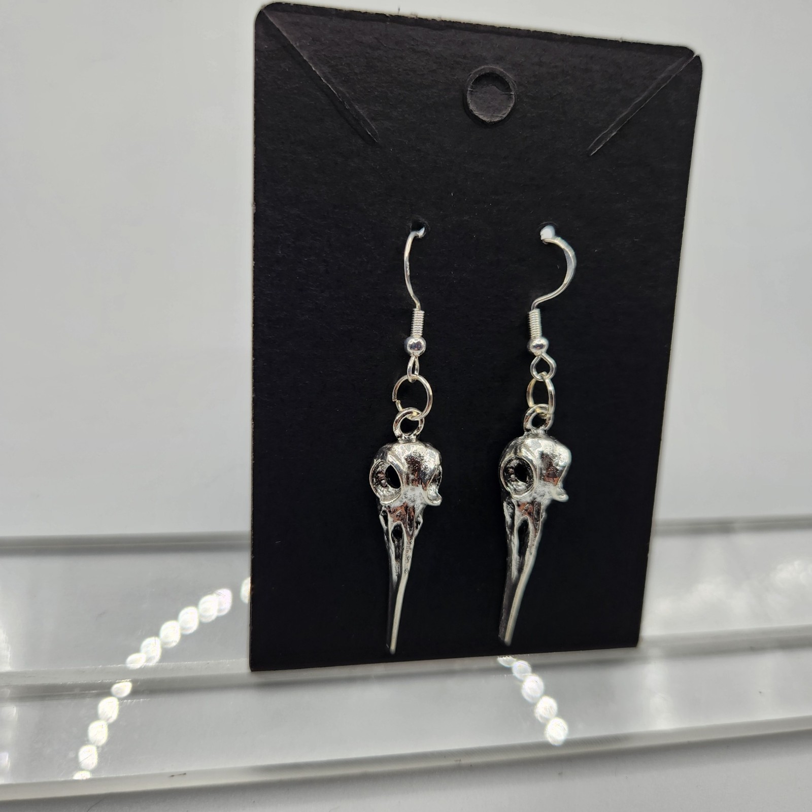 Gothic Bird Skull Necklace & Earring Set – Stainless Steel Alloy Jewelry