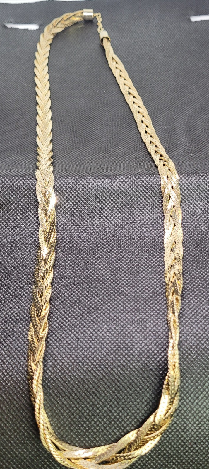 Vintage Gold Tone Twisted Herringbone Chain Necklace Faux READ