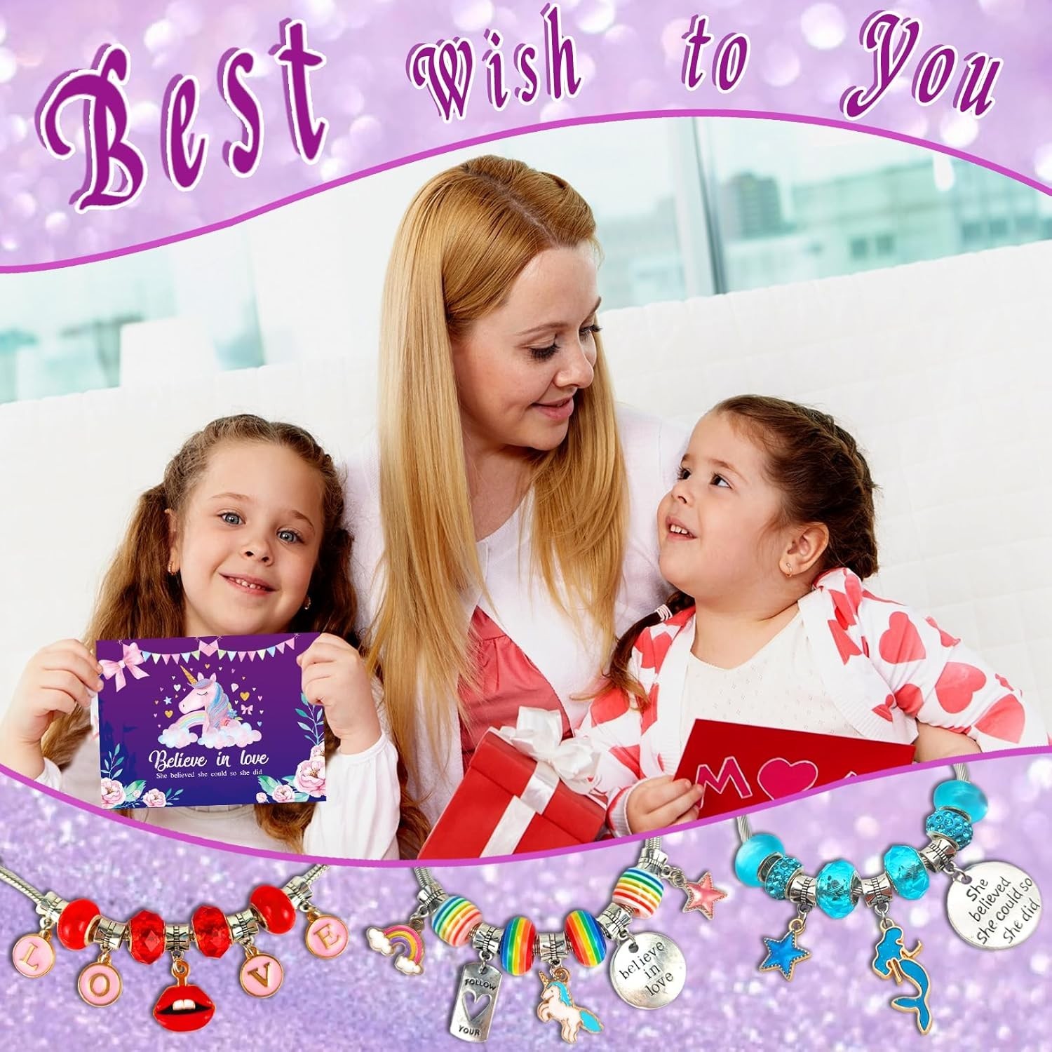 Kit de pulseras con dijes para hacer pulseras cuentas para niñas,adultos US