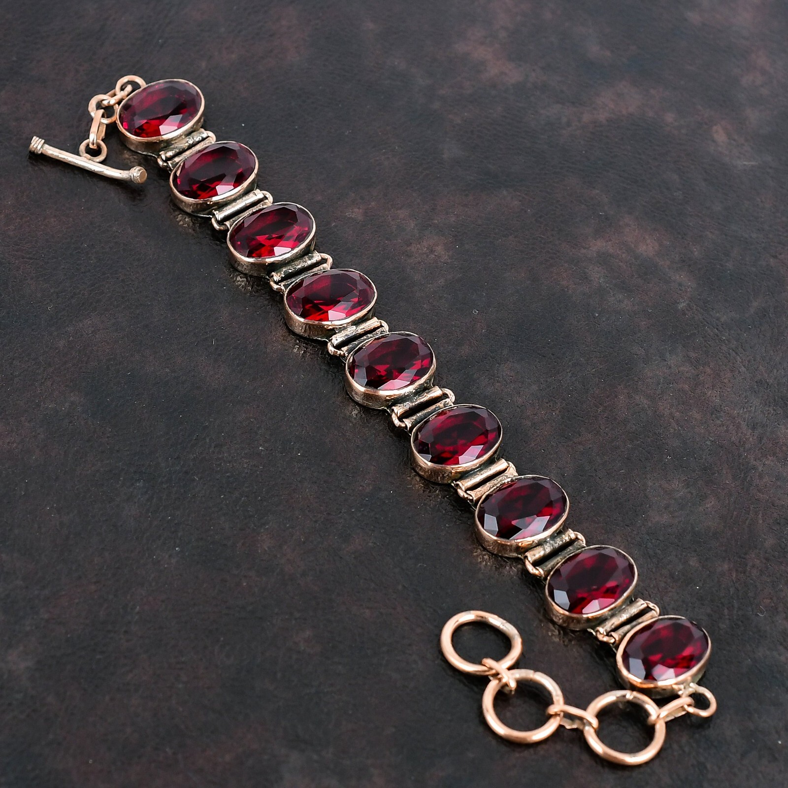 New Year Sale Copper Oval Natural Mozambique Garnet Anniversary Bracelet Jewelry