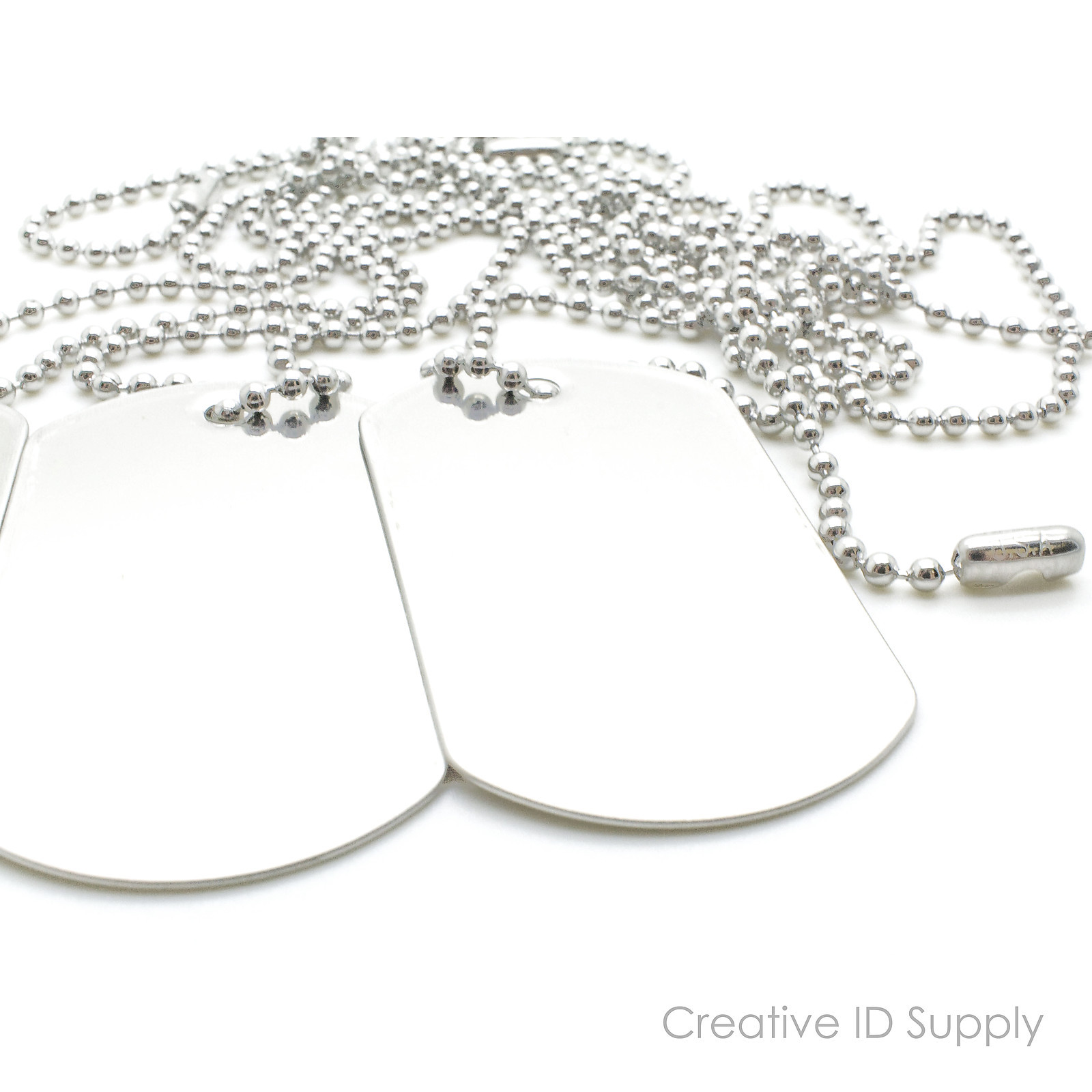 10pcs BLANK DOG TAG STAINLESS STEEL MILITARY SPEC WITH 10pcs 30″ S/S NECKLACES