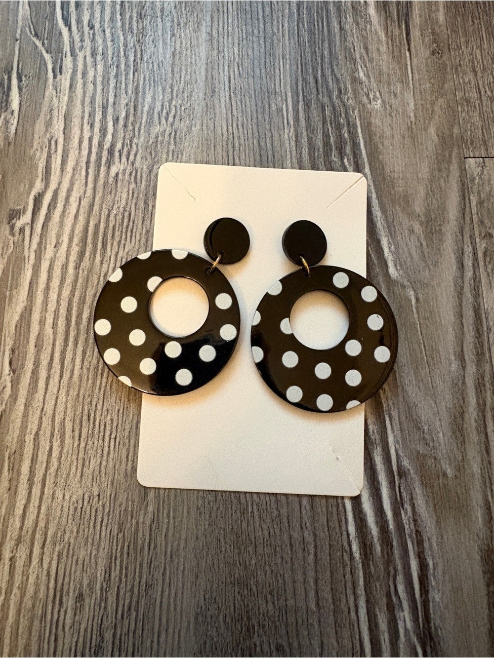 Black and White Polka Dot Hoop Earrings