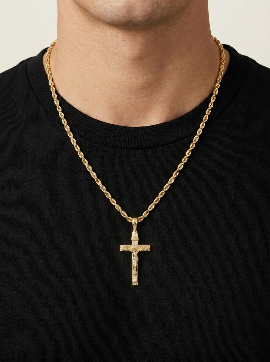 Gold Square Initial Necklace, 3mm Rope Chain, 14k Heavy Plated