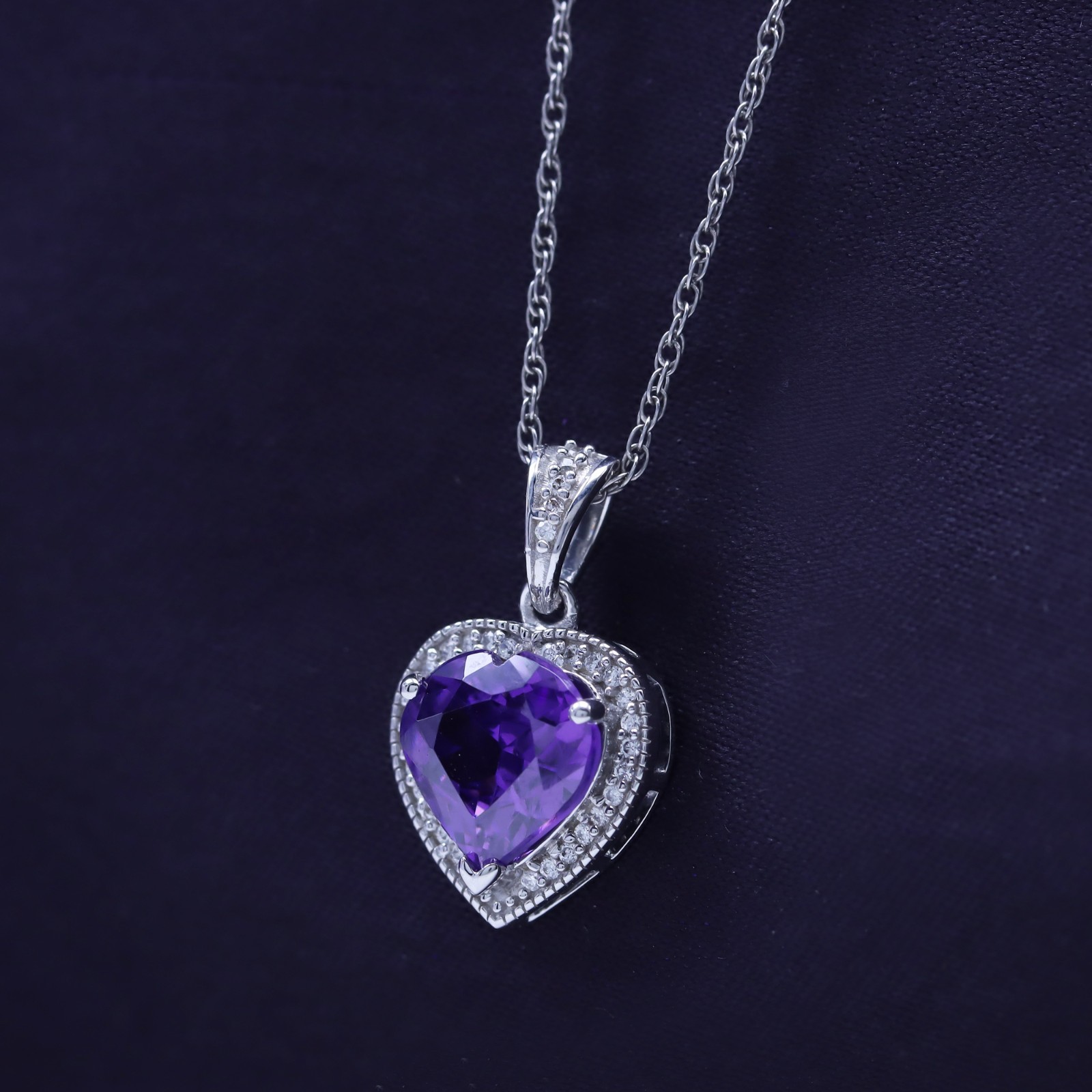 Sterling Silver Heart Shape Necklace Gemstone Birthstone Pendant
