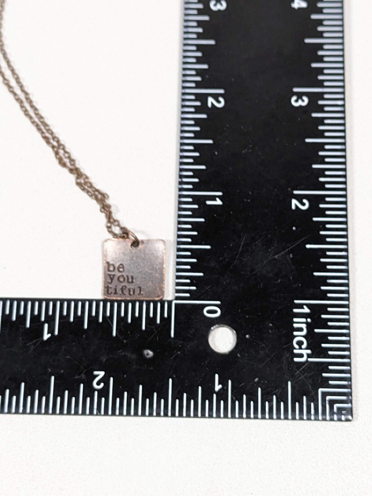 Beautiful You Bronze Tone Square Charm Pendant Inspirational Chain Necklace 20″