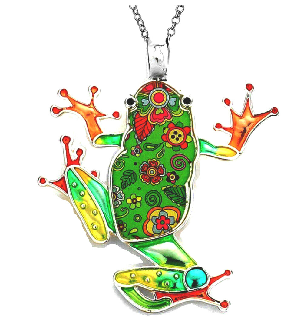 Art Design Large Frog Pendant Necklace 24″ Stainless Steel Chain Fast Shipping