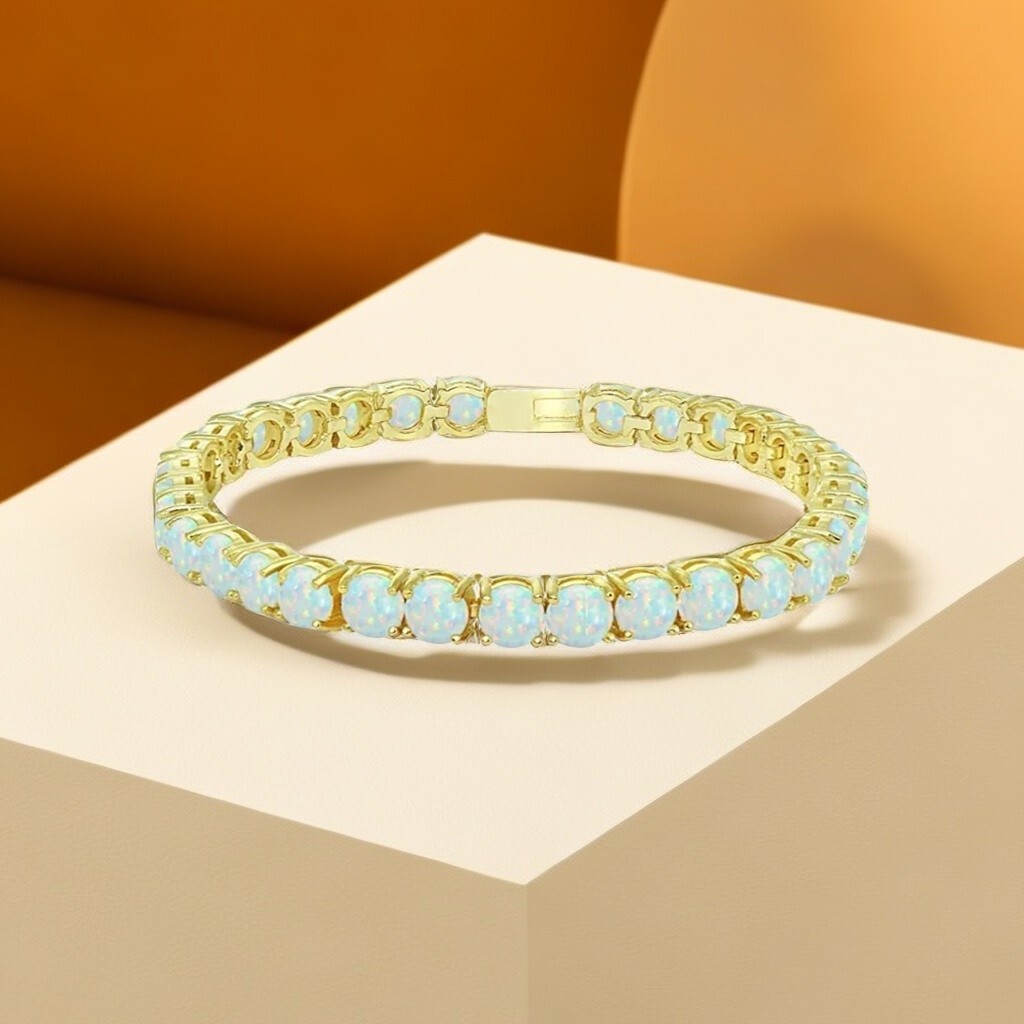 Hawaii White 8mm Opal Round Bracelet 925 Sterling Sliver Jewelry For Women Girls