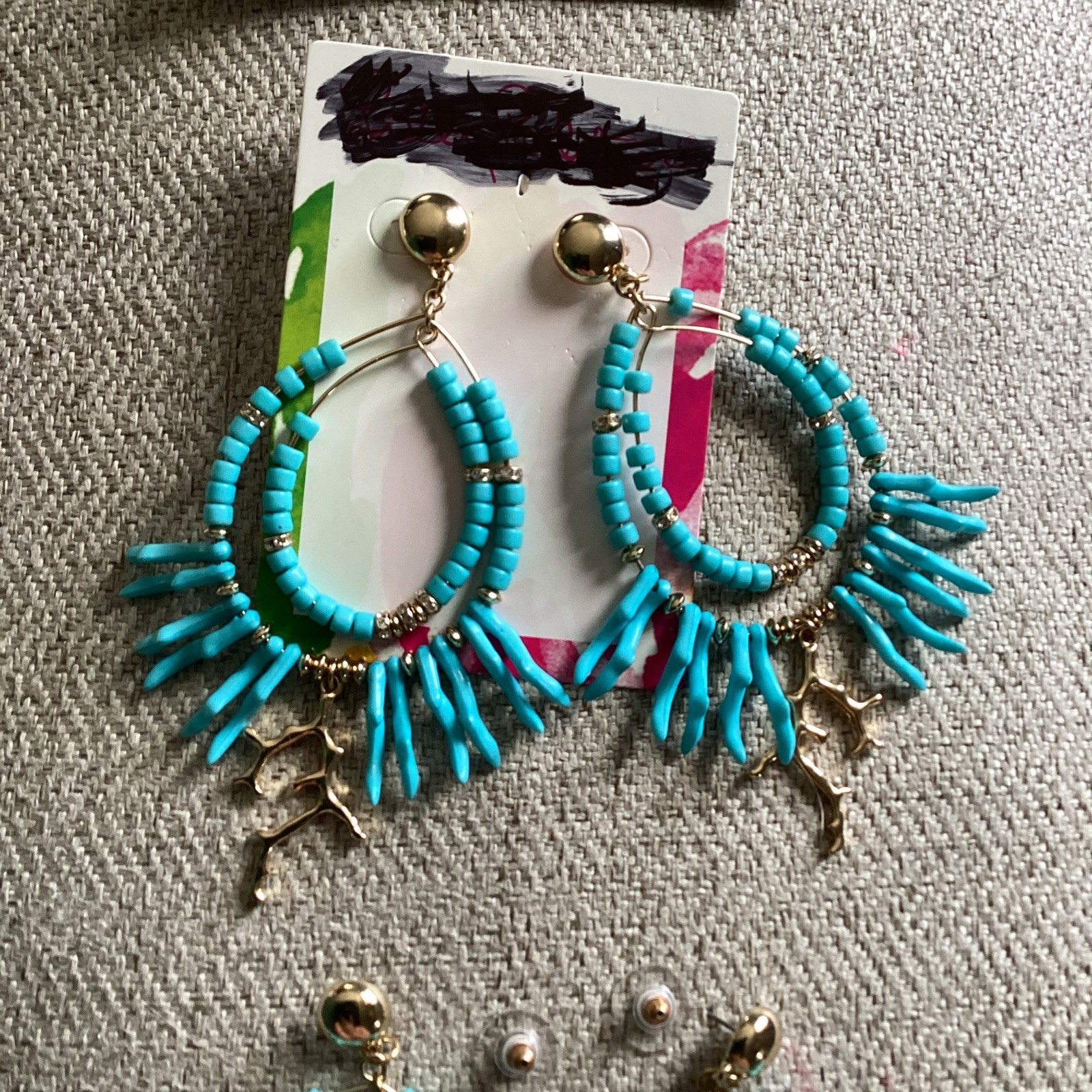 Lilly Pulitzer Light Aqua Island Calypso Beaded Earrings New