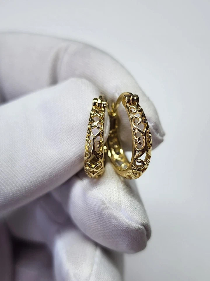 18mm Gold Plated Hoop Dangle Earrings Womens Fashion JEWELRY GIFT