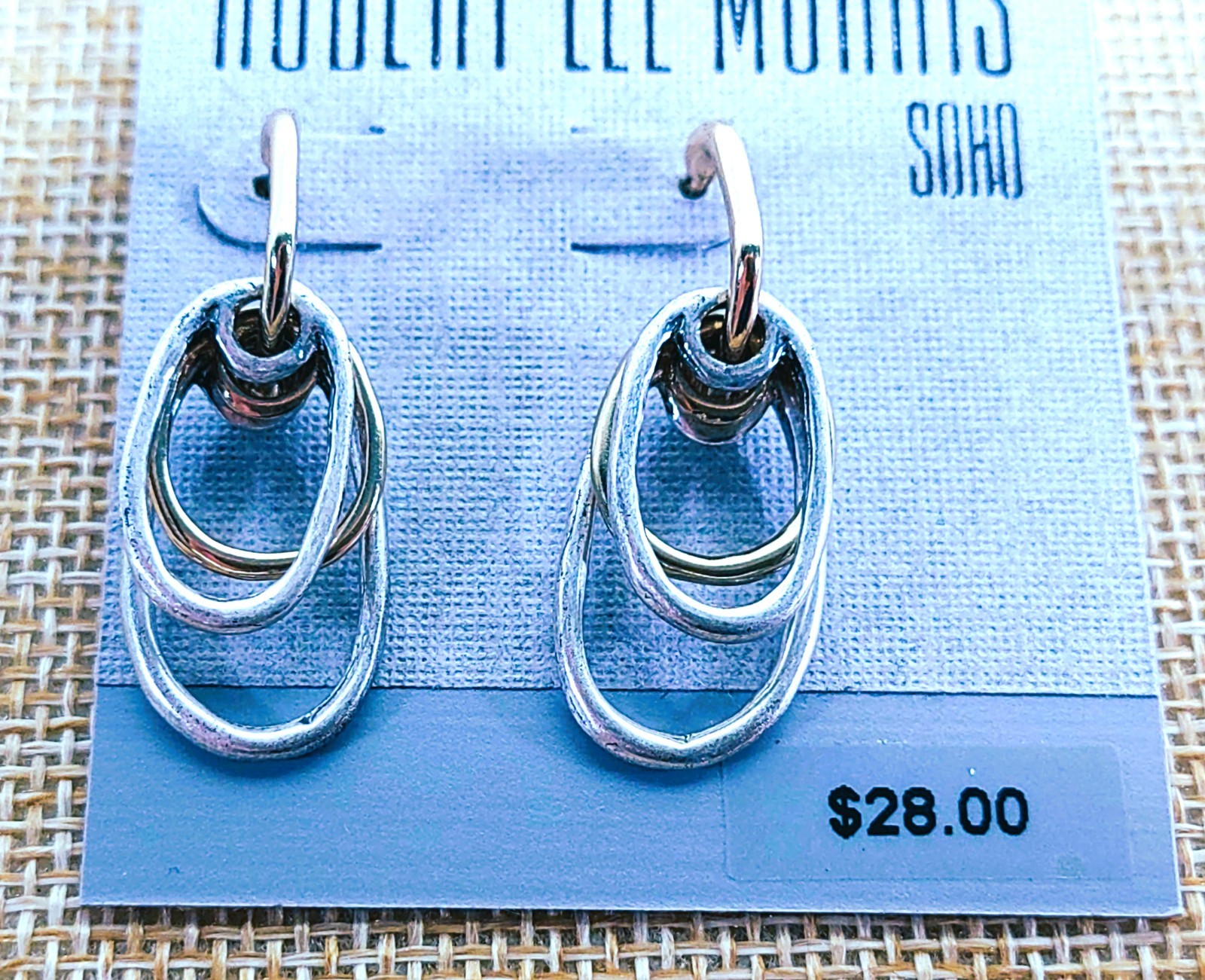 ROBERT LEE MORRIS SOHO Oval Loop Dangle Earrings Silver & Gold Tone – NEW