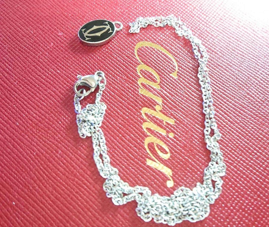 Cartier 2C Double C Motif Silver Logo Charm Height 1.4 cm Width 0.8 cm Unisex