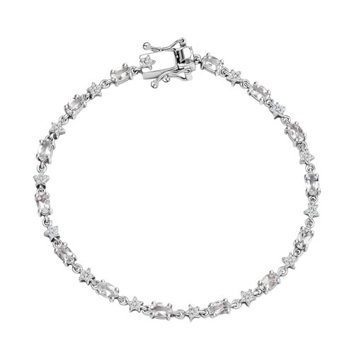 Premium Moonstone and Moissanite 3.80 ctw Celestial Bracelet in Rhodium Plated