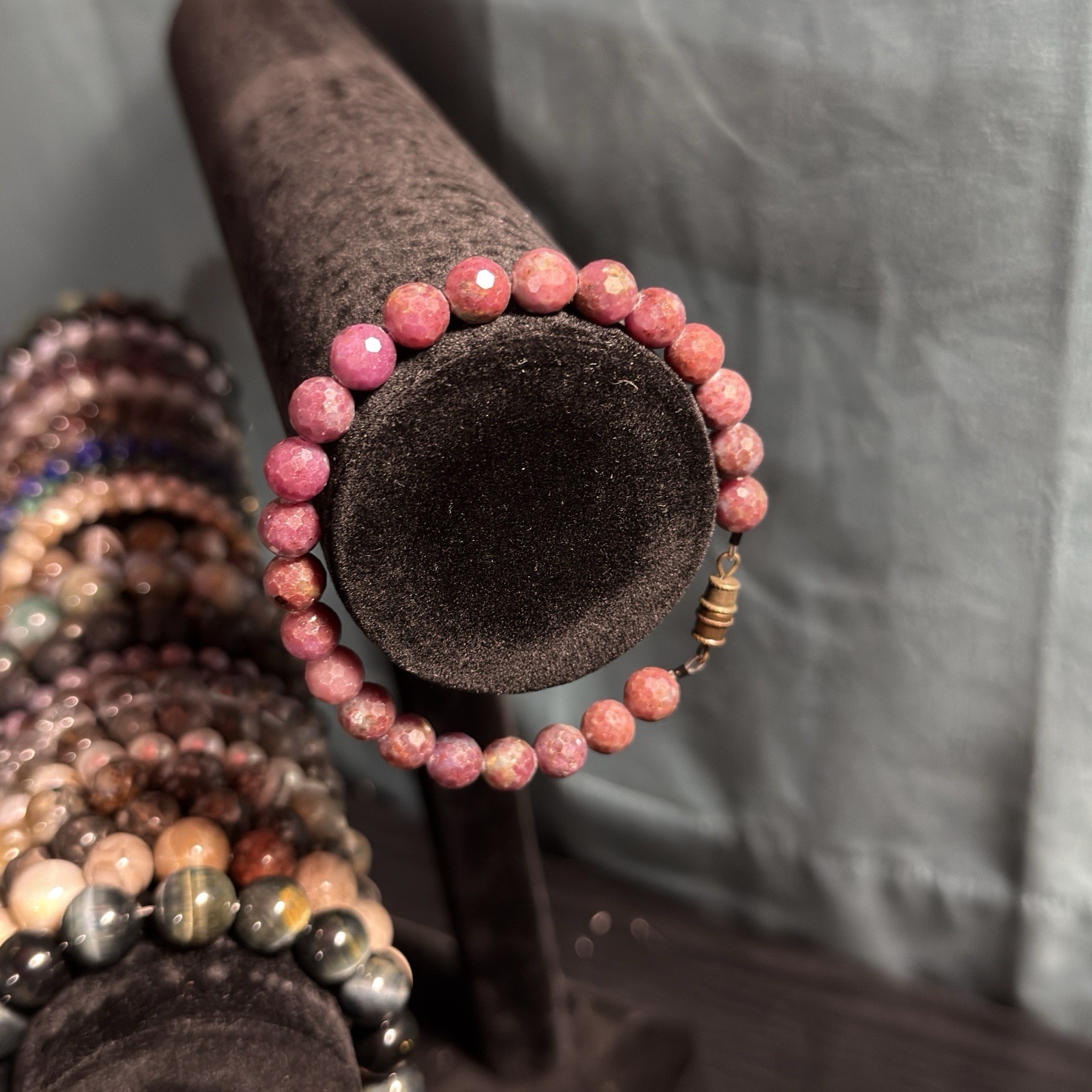 Ruby Natural Gemstone Bead Bracelet | Faceted Round 7mm