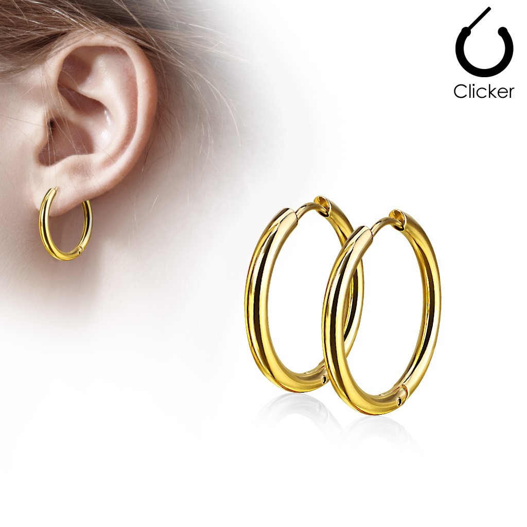 Stainless Steel Plain Endless Hoop Earrings Black-Blue-Silver-Rose Gold Plated