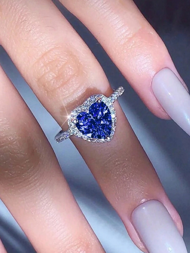 Fashion Women Luxury Heart Shaped Cubic Zirconia Wedding Engagement Ring Jewelry