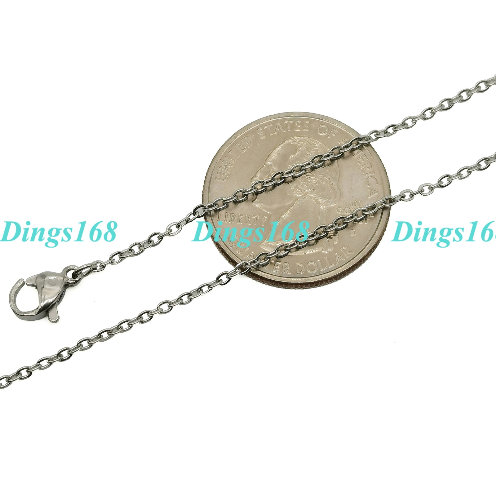 Real 18K White Gold Filled Tarnish-Resistant 1.5mm Cable Chain Necklace H076W