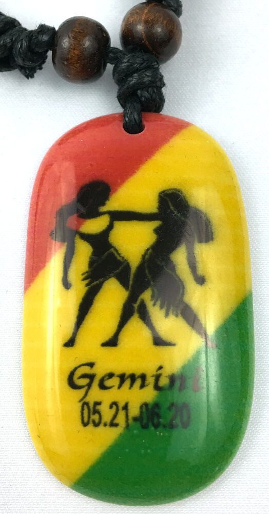 Rasta Zodiac Symbols Adjustable Sliding Knot Necklace Ceramic Astrology Sign