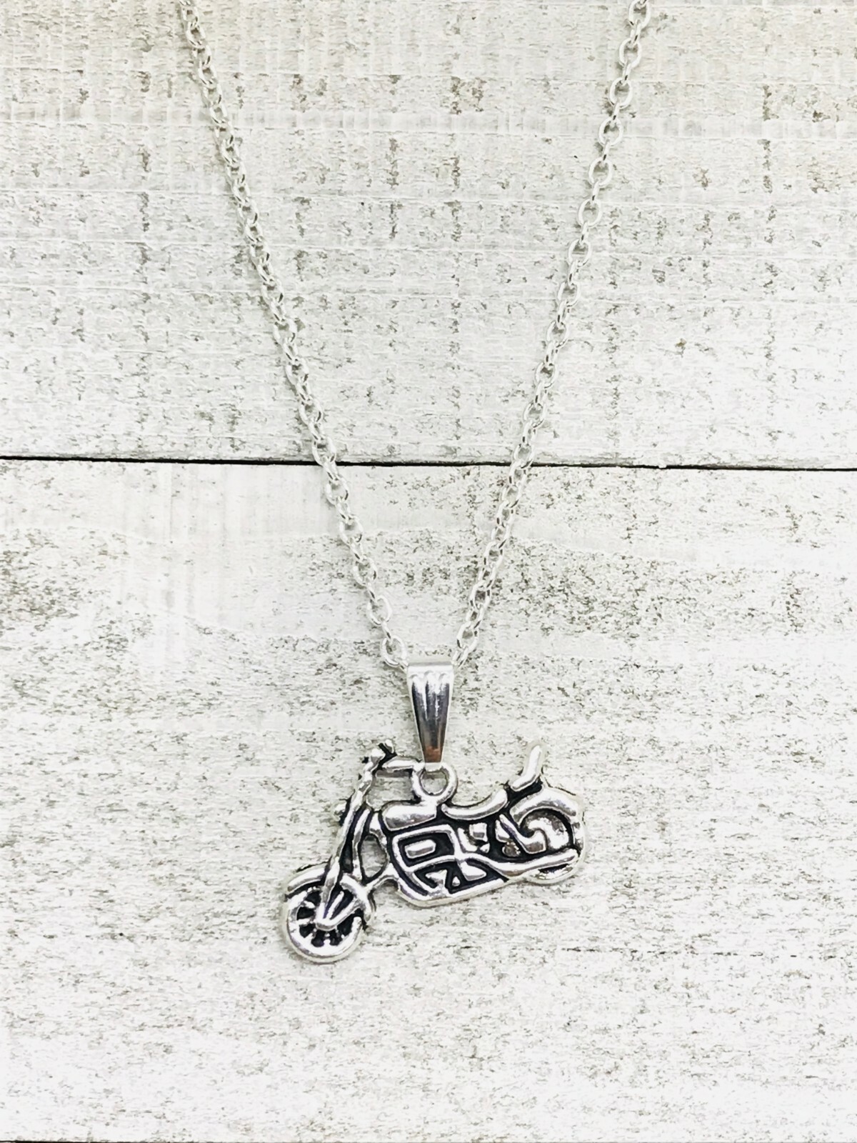 Motorcycle 18″ Necklace 925 Sterling Silver Plated Biker Bike Rider Bikers Rod