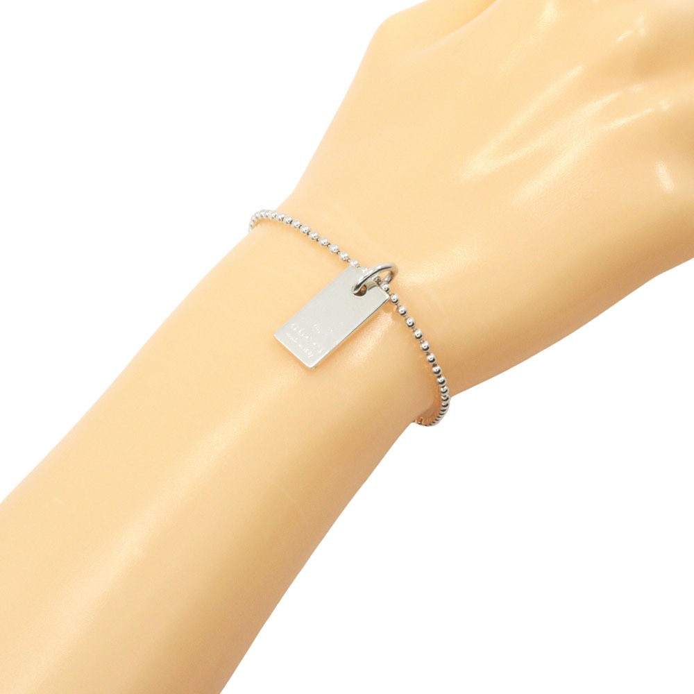 Gucci Bracelet Authentic Logo Plate 925 Silver Unisex 19.5cm From Japan