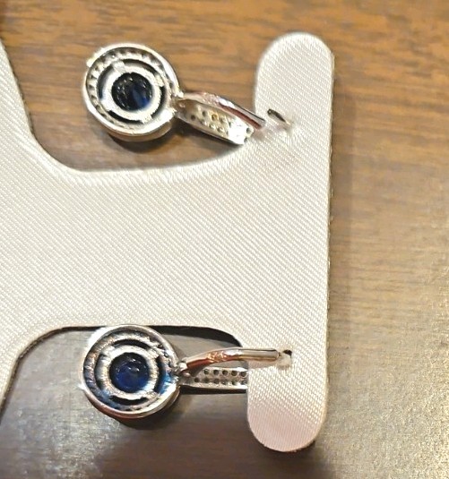Timeless Treasures Sterling Silver & Cubic Zirconia Earrings, Sapphire Tone Gem