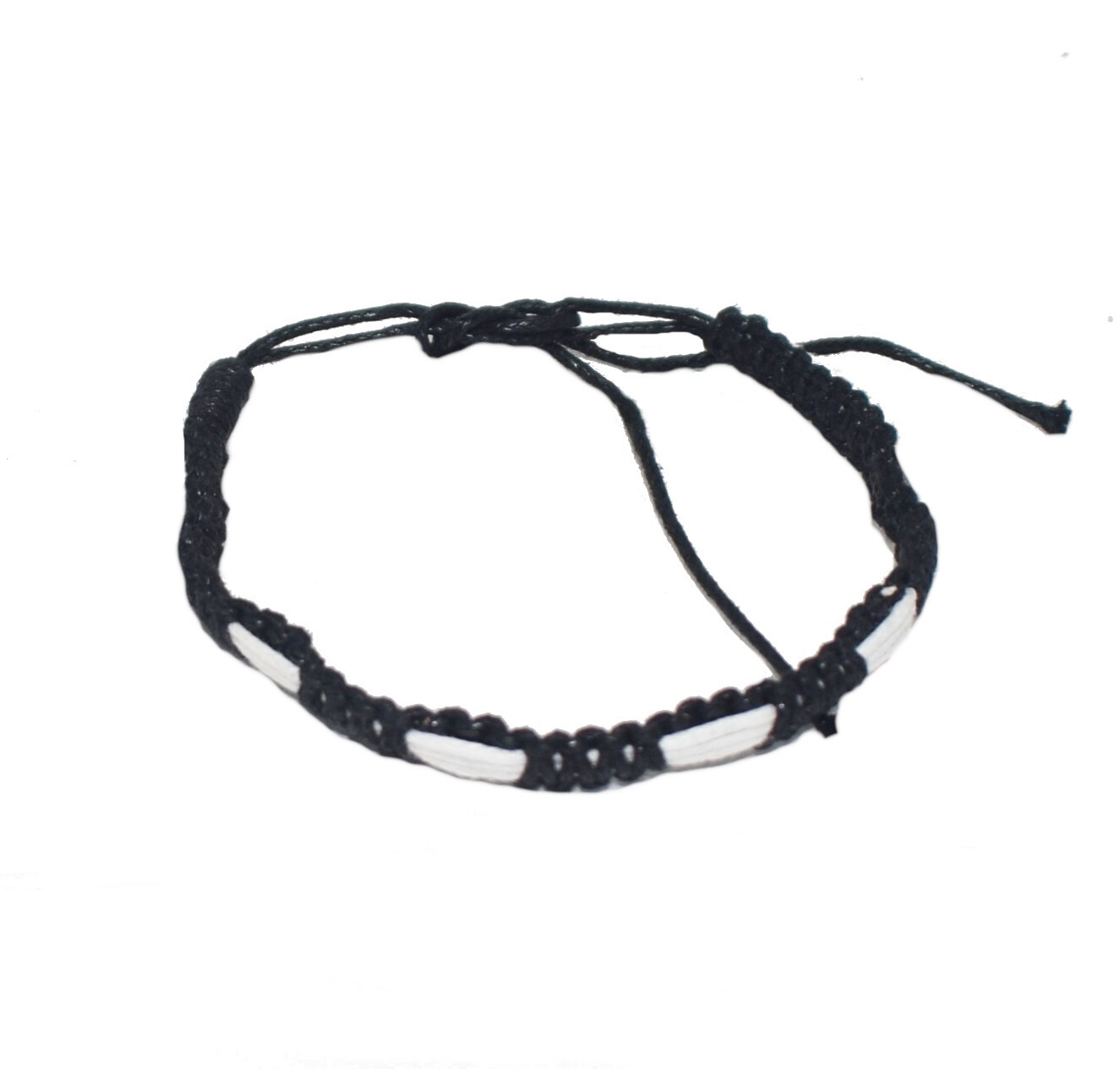 Cotton Cord Bracelet 1mm Black Waxed Cotton Cord Adjustable