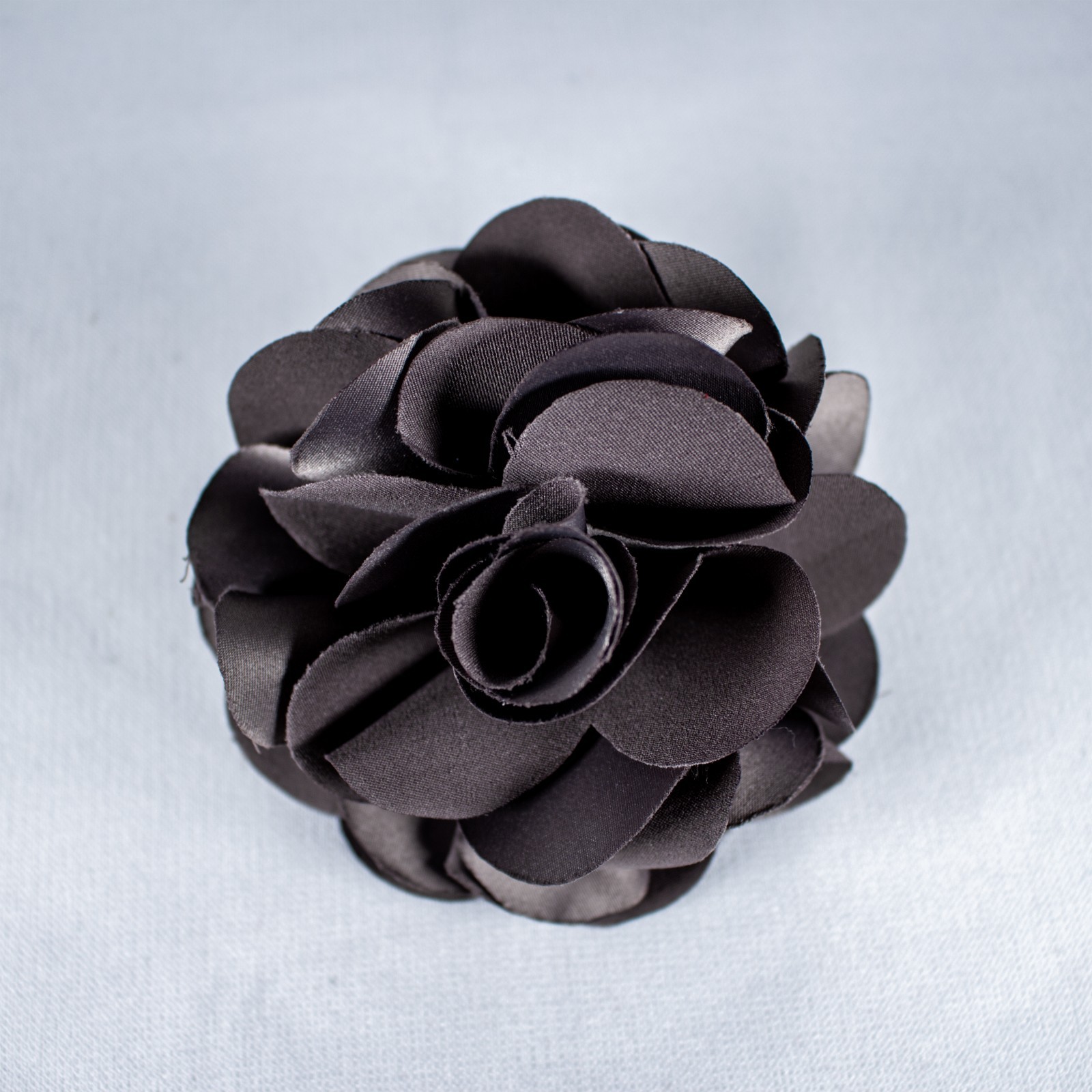 Silver Dark Gray Women Vintage Silk Rose Brooch Hair Pin
