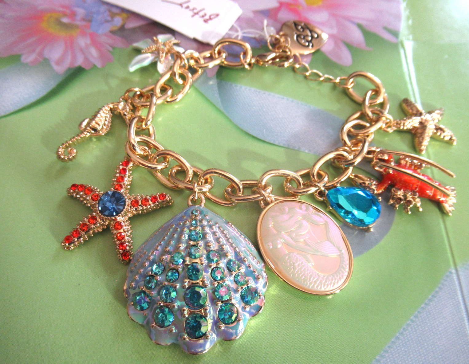 Betsey Johnson Authentic Charm Sea Bracelet lobster shell starfish Beach NWT