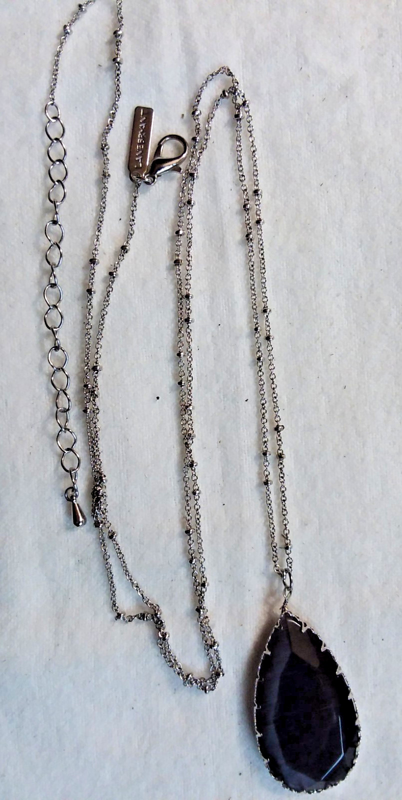 Lane Bryant Necklace 34 in. Long Silver Tone Fine chain Necklace Dk Navy/Dk Purp