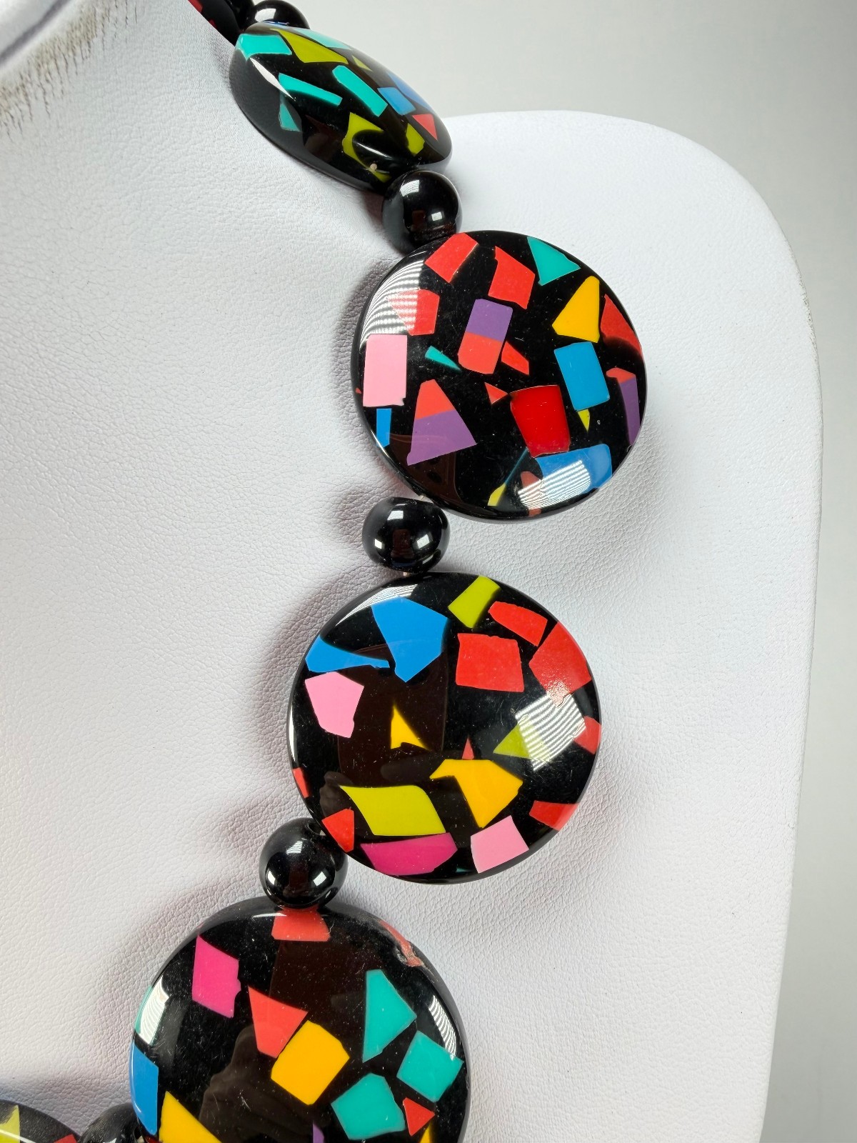 Marion Godart – Confetti “Bouclier” Art-Deco Mix Resin Necklace