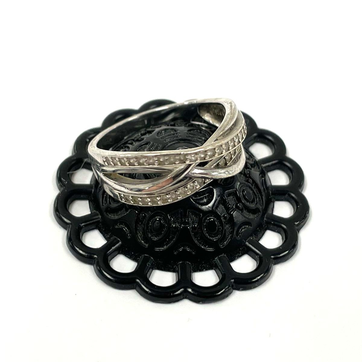 Sterling Silver Cubic Zirconia Accented Intertwined Band Ring Sz 7.25, 3.48g