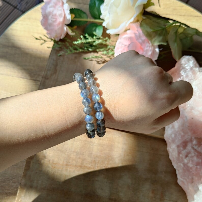 Natural Labradorite Stretch Bracelet 8mm Beads Crystal Gemstone Healing Gifts