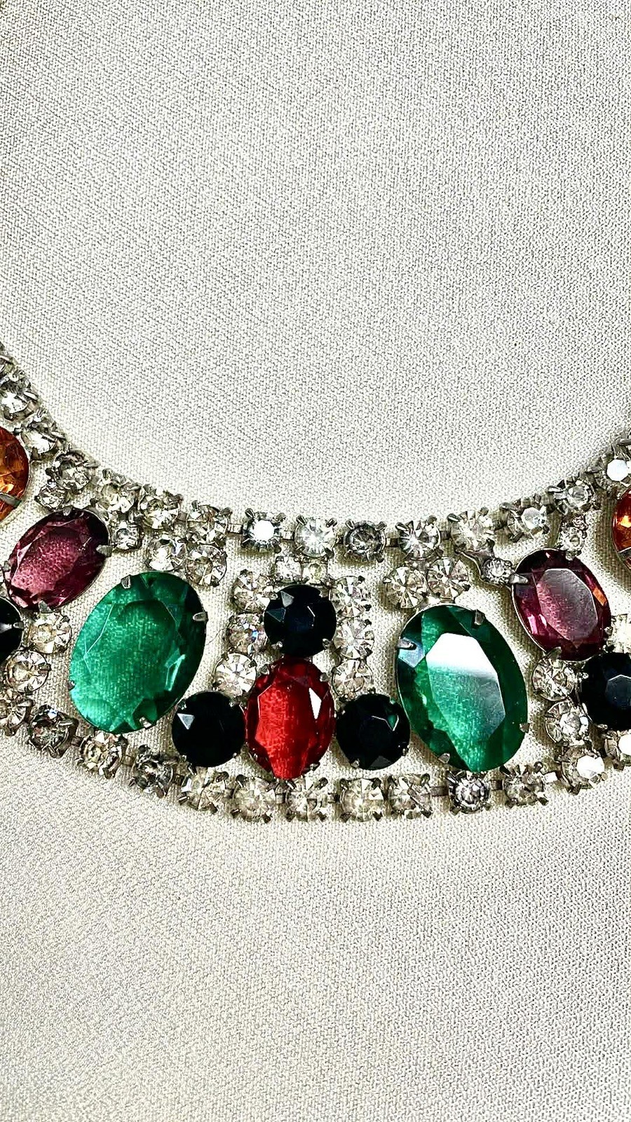 Stunning Multicolored Huge Rhinestone DeLizza & Elster Bib Necklace for KJL (?)