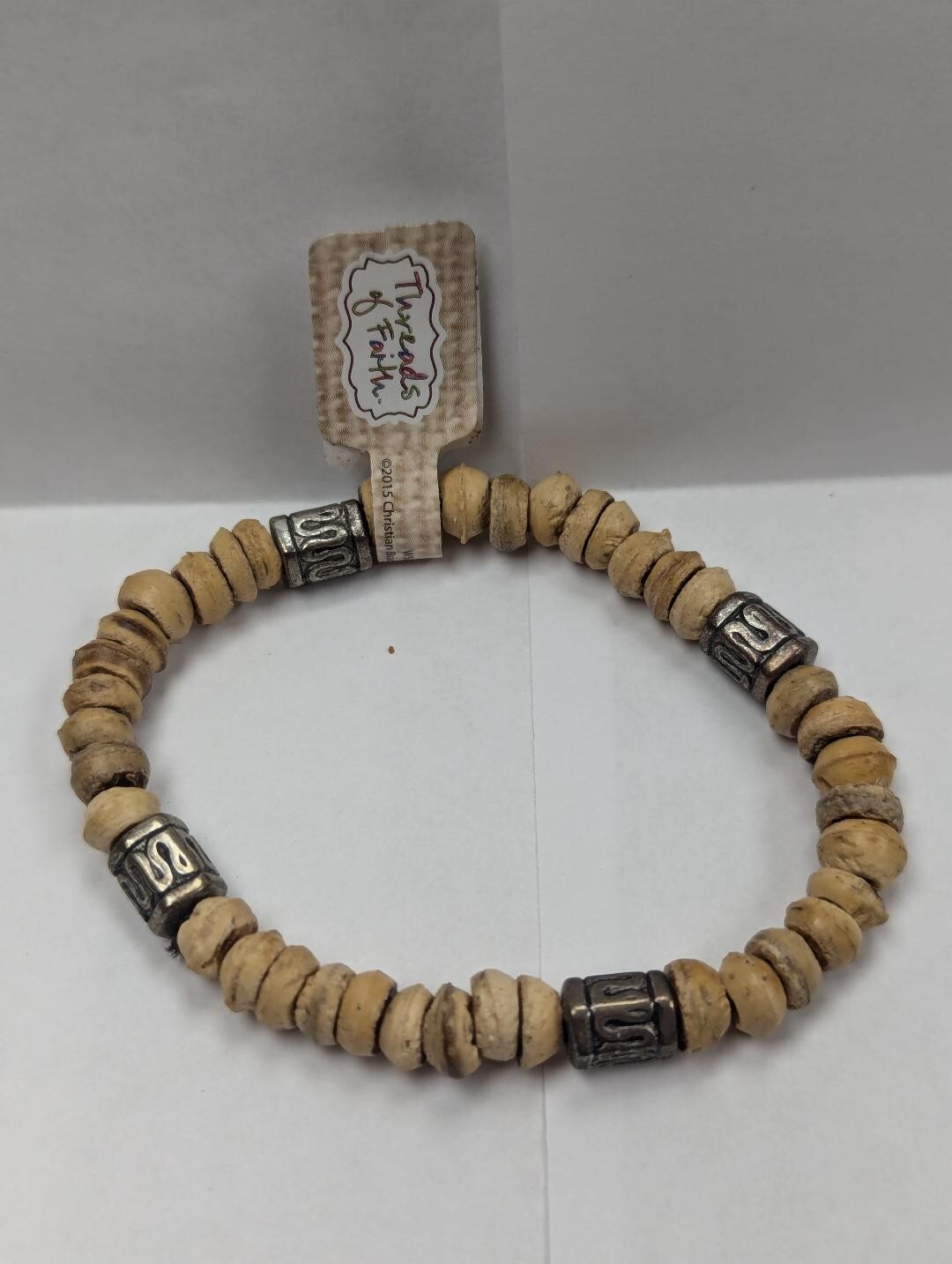 Natural Wooden Wood Beaded Healing Simple Men Surfer Stretch TAN Bracelet