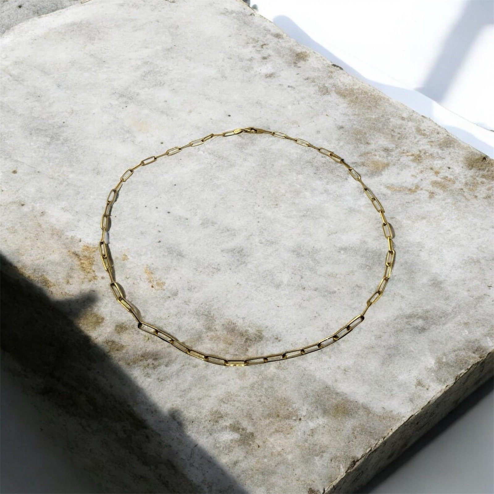 14k Gold Paperclip Chain Link Necklace with Lobster Clasp Fashion Jewelry